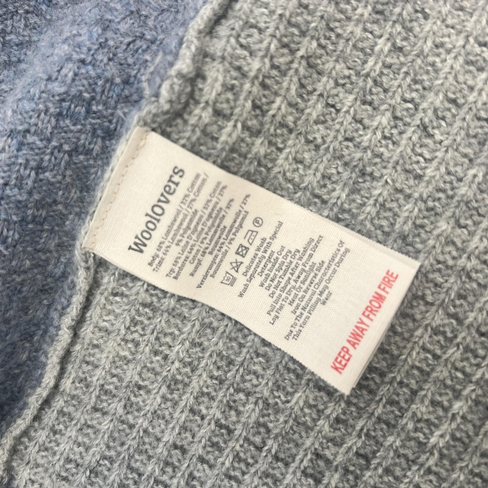 WoolOvers Cardigan Womens Medium Colorblock Open Front Cable‎ Knit Patchwork - Picture 11 of 15